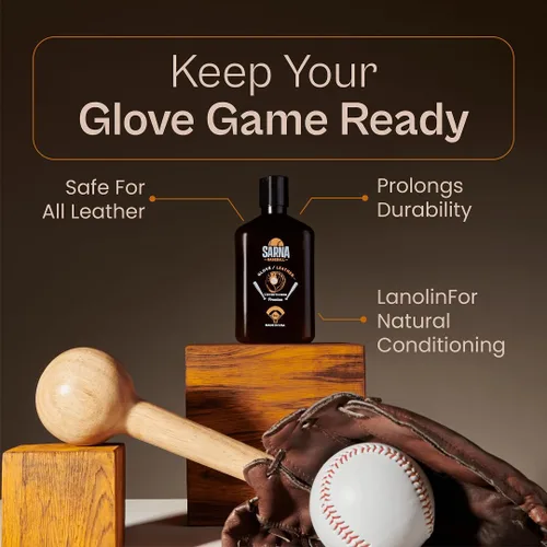 Vista 3 de SARNA BASEBALL Glove Oil for Softball & Baseball Gloves, 8 Oz – Lanolin-Based Formula, Helps Soften Leather & Prevents Cracking – Game-Ready Glove
