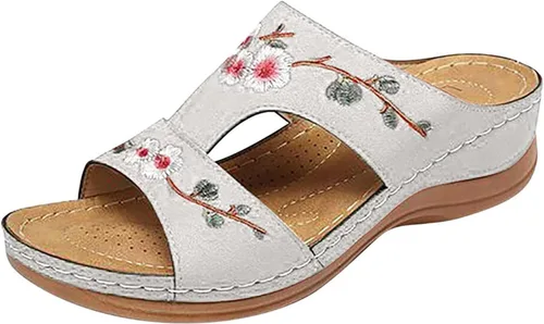 Vista 138 de Ladmiple Sandalias ortopédicas florales de moda 2023 con soporte de arco, zapatillas romanas casuales con puntera abierta