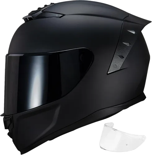 Vista 13 de Casco de motocicleta de cara completa, cascos para motocicleta de adultos, MG611, casco de motocicleta de carreras de calle con visera negra
