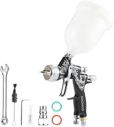 Vista 3 de Automotriz Reacabado Spralien Reborn Black Spray Gun PRO LITE TE20 1.3tip 20.3 fl oz Copa
