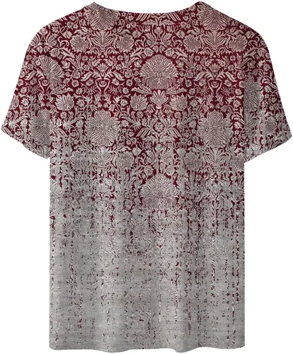 Vista 3 de Blusa elegante para mujer, de manga corta, casual, con estampado de flores, cuello redondo