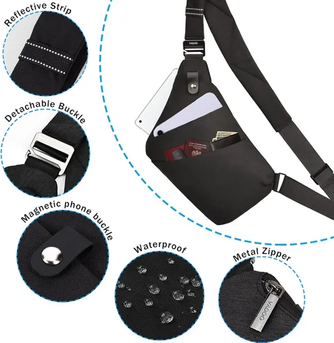 Vista 6 de VADOO Sling Bag - Anti-theft Crossbody Shoulder Bag for Men and Women