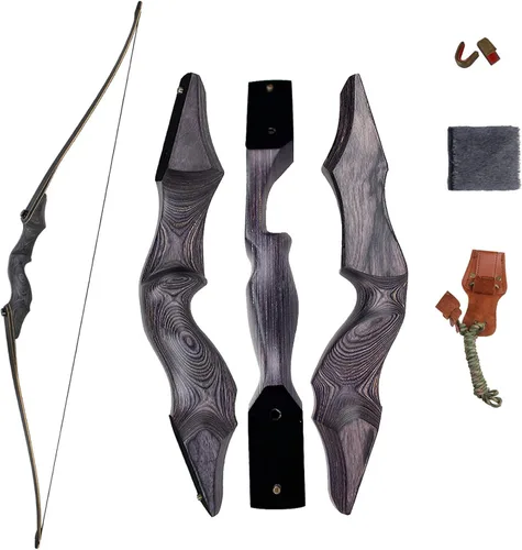 Vista 9 de Topbows Arco largo de 60 pulgadas con arco largo de madera con arco de tiro con arco incluido, almohadilla de descanso de piel, herramienta