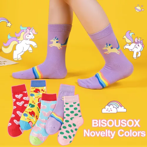 Vista 5 de BISOUSOX Girls Socks 6-8 Years Old Unicorn Fun Crazy Novelty Funny Silly Socks for Kids Boy Girl Birthday Christmas Gift