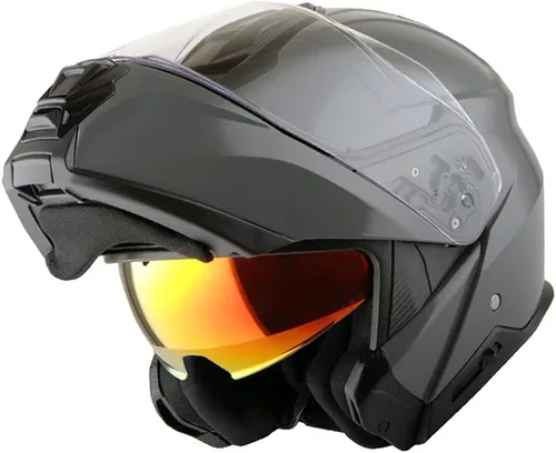 Vista 10 de Martian Casco modular de cara completa para motocicleta, protector solar con doble visera: HG362 azul amarillo