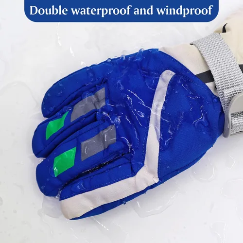Vista 3 de HADEEONG Guantes de invierno para niños, impermeables, guantes de nieve para niños y niñas, guantes cálidos para deportes al aire libre, snowboard