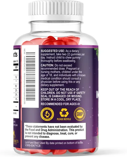 Vista 8 de Gomitas de apoyo inmunológico para niños, suplemento de apoyo inmunológico con vitamina C, zinc y equinácea, gomitas diarias de apoyo a la salud