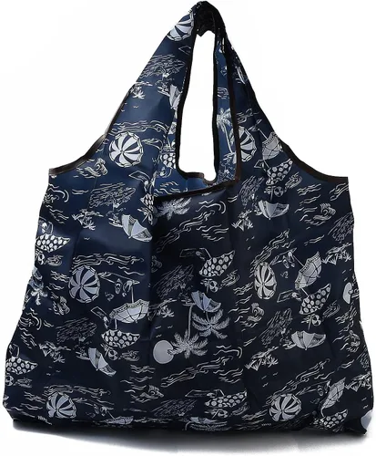 Vista 8 de BEEFLYING Bolsas de comestibles plegables, de nailon, ecológicas y reutilizables, impermeables, bolsas de la compra plegables Bolsa de asas