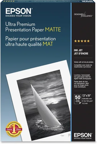 Vista 3 de Epson S041339 papel mate de presentación de primera calidad (13 x 19 pulgadas, 50 hojas)