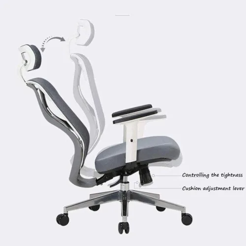 Vista 2 de Cómoda silla de oficina con respaldo ergonómico Silla de oficina giratoria con brazos ajustables de apoyo (D)