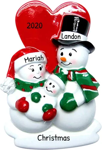 Vista 12 de Adorno de Navidad 3D de familia de 3 2025, adornos de Navidad familiares personalizados 2025 Recuerdo de baby shower para recién nacidos, adornos