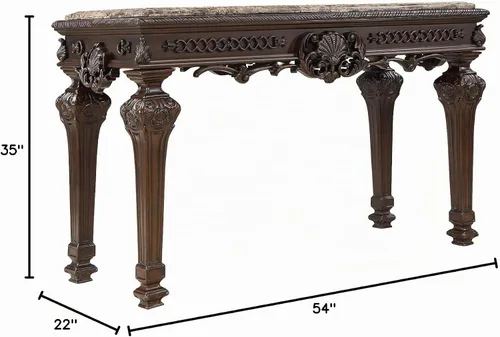 Vista 3 de Toscana - Mesa consola rectangular tradicional de 54 pulgadas, color cereza