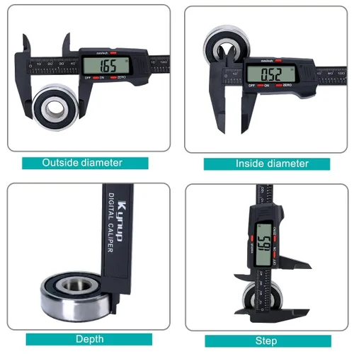 Vista 4 de Kynup - Calibrador digital, herramienta de medición con pantalla LCD, calibrador electrónico de micrómetro con función de apagado automático