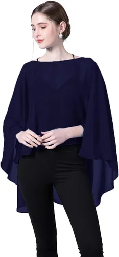 Vista 5 de Baoqiya Capa de gasa transparente capelets larga poncho para mujer talla grande
