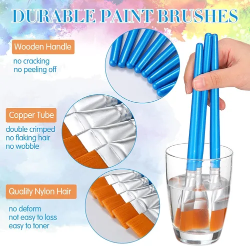 Vista 3 de Crtiin 120 Pcs Flat Paint Brushes for Acrylic Paintbrush Bulk Art Detail Oil Brush for Adult Art Watercolor(1 Inch)