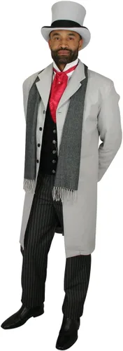 Vista 6 de Historical Emporium Abrigo 100% algodón cepillado para hombre Negro
