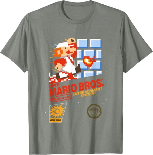 Vista 24 de Super Mario Dashin - Camiseta gráfica de acción, ajuste clásico, cuello redondo, color negro