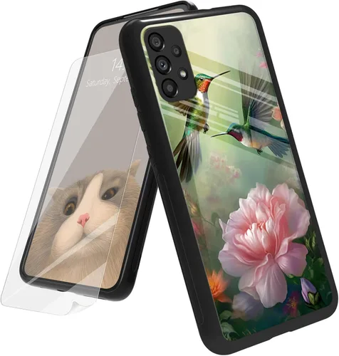 Vista 14 de Funda para Samsung Galaxy A12 5G con protector de pantalla, parte trasera de vidrio templado + TPU de silicona suave que absorbe los golpes