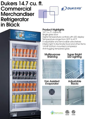 Vista 2 de Dukers Appliance USA Refrigerador Merchandiser, Negro/Transparente