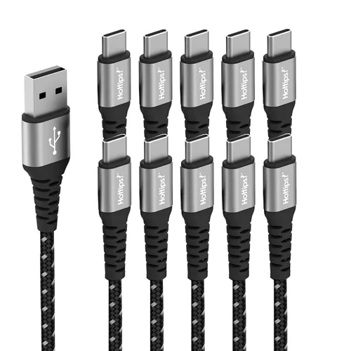 Vista 13 de Hottips! Cable USB C de 4 pies, paquete de 2 cables de carga rápida tipo C de fibra de aramida trenzada duradera 3A, compatible con Android, Samsung