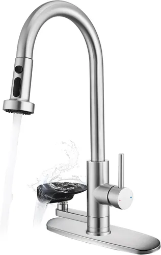 Vista 11 de Grifo de cocina con enjuague de vidrio para fregadero, grifo desplegable con 3 modos de pulverización y enjuague de vidrio de alta presión, grifo