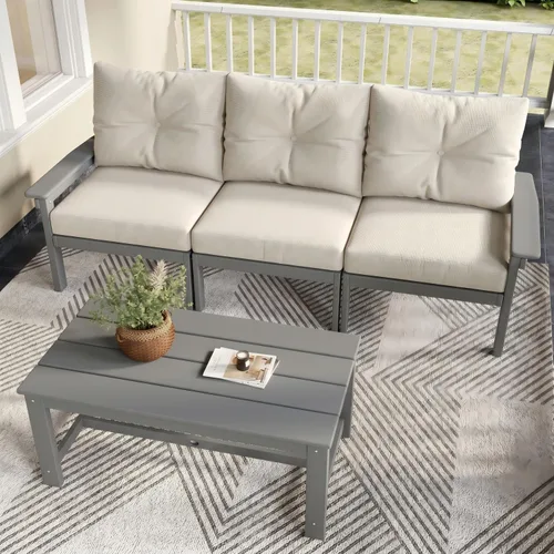 Vista 54 de Juego de muebles de patio HDPE de 13 piezas con mesas