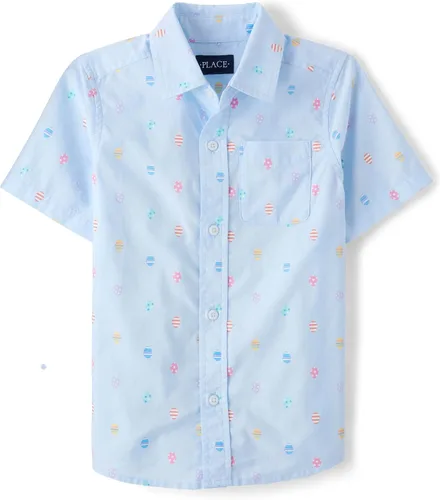Vista 28 de The Children's Place - Camisa de manga corta con botones para niños grandes