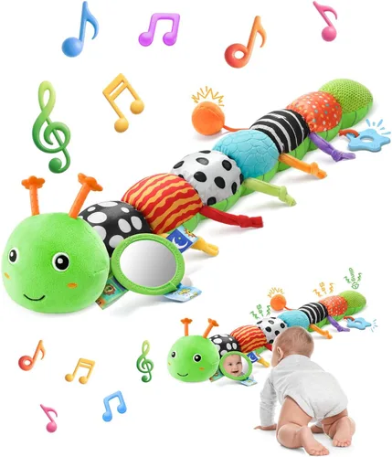 Vista 9 de AWOTOY Juguetes para bebés de 6 a 12 meses, oruga musical, animales de peluche, juguetes para bebés de 0 a 3 a 6 meses, juguetes sensoriales