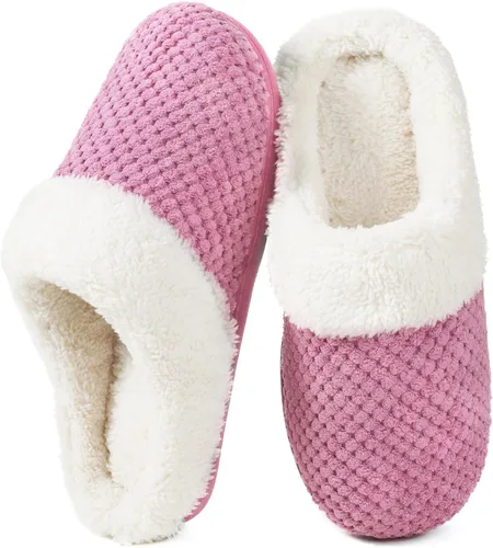 Vista 14 de ULTRAIDEAS Pantuflas cálidas de invierno para mujer, de espuma viscoelástica con forro polar cómodo, mullido, para interiores y exteriores Negro