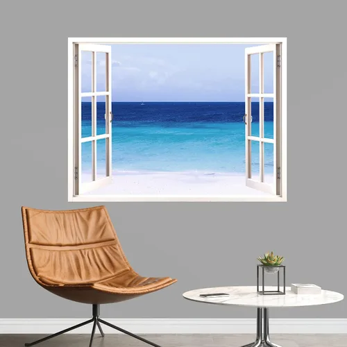 Vista 8 de IDEA4WALL Adhesivo mural removible para pared, arena blanca tropical, playa, orilla, palmera, naturaleza, desierto, fotografía, arte moderno