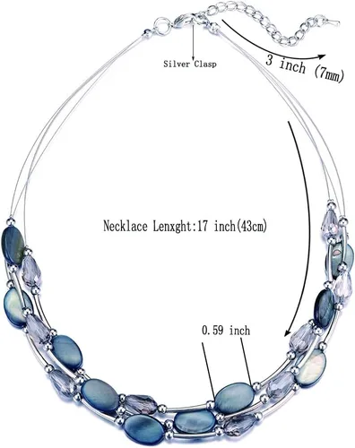Vista 5 de Collar a capas con cristal para mujer, gargantilla con cadena de plata gruesa, regalo de cumpleaños para mujer