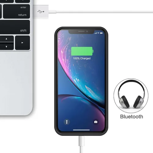 Vista 5 de Funda de batería para iPhone XR, funda de carga portátil de 6800 mAh para iPhone XR, batería externa recargable, batería externa, funda protectora