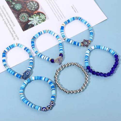 Vista 134 de Surfer Heishi - Pulseras apilables para mujer, apilables, de vinilo arcoíris, disco de arcilla, pulseras elásticas para la amistad, joyería bohemia