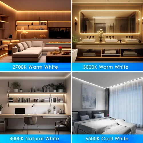Vista 4 de CCT COB Smart LED Strip – 32.8 pies/32.8 ft sintonizable blanco 2700K-6500K 24V tira de luz regulable con control remoto 6400LEDs CRI90+ compatible