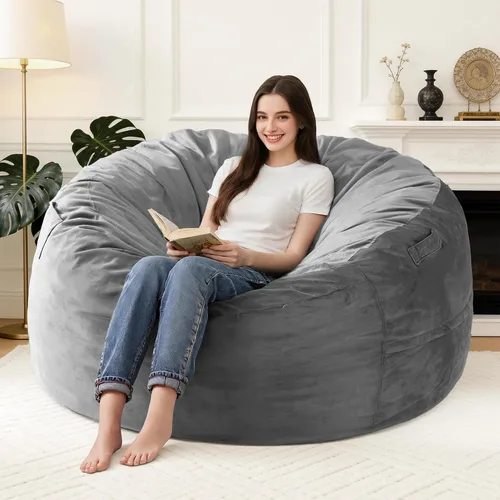 Vista 10 de Silla Puf de 2 Pies con Funda de Terciopelo Ultra Suave Sofá Puf con Espuma con Memoria Sillas Puf de Tamaño Grande Sofá Perezoso para Dormitorio