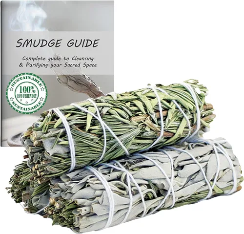 Vista 11 de Ancientveda Paquete de 3 barras de mezcla de salvia blanca para limpieza, meditación, yoga y manchas Cedro, romero, eucalipto y enebro