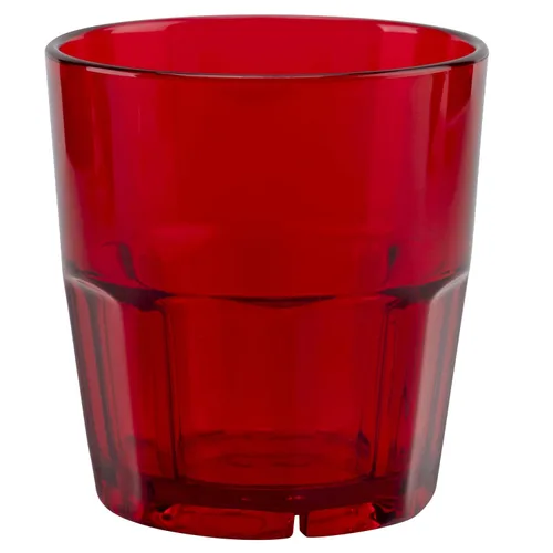 Vista 2 de G.E.T. 9909-1-R-EC - Vaso de plástico facetado inastillable, resistente, 9 onzas, color rojo (juego de 4)