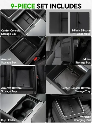 Vista 2 de Organizador de consola central para Tesla Model 3 Highland 2024-2026