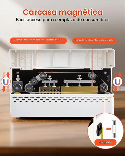 Vista 6 de VEVOR Máquina de sellado continuo, ancho de sello de 0.32-0.47 pulgadas, sellador automático de banda continua con control digital de temperatura