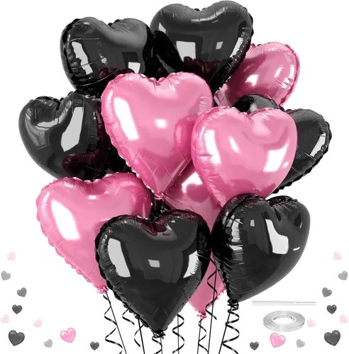 Vista 17 de Globos de corazón morado, 12 globos de aluminio iridiscentes de 18 pulgadas Púrpura iridiscente