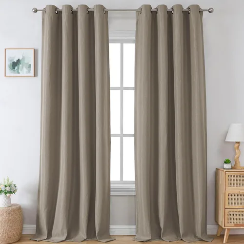 Vista 15 de H.VERSAILTEX Cortinas opacas de lino de 45 pulgadas de largo para dormitorio/sala de estar con aislamiento térmico con ojales, cortinas de lino