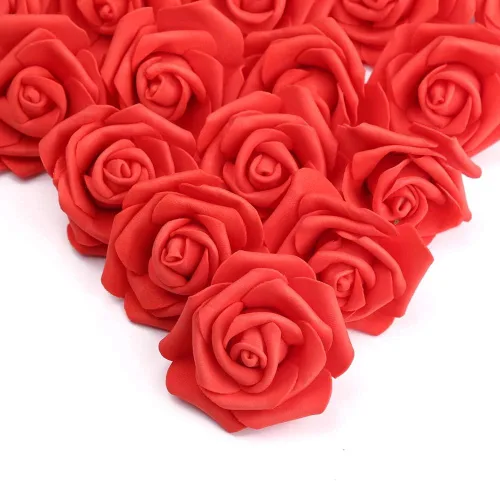Vista 22 de IPOPU Cabezales de rosas artificiales, 100 rosas falsas de espuma negra de aspecto real para bricolaje, bodas, baby shower, centros de mesa 100