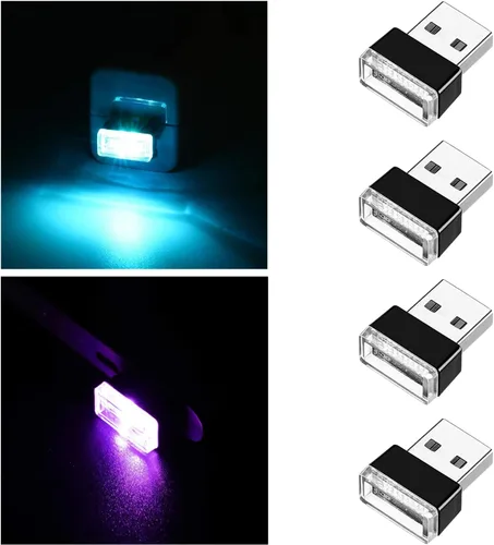 Vista 14 de Ziciner 6 PCS Lámpara de Ambiente Interior de Coche LED USB, Mini Luz Nocturna LED Portátil, Kit de Iluminación Ambiental de Maletero con Interfaz