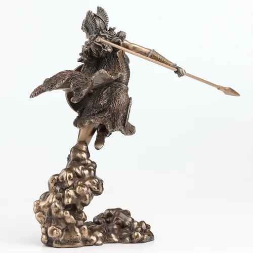 Vista 6 de Escultura de estatua de lanza y escudo de diosa nórdica Valkyrie de 9.25 pulgadas