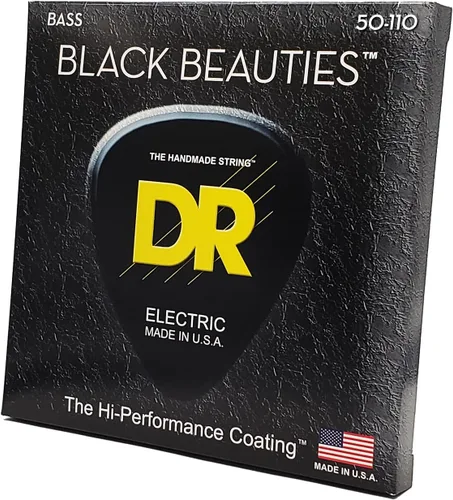 Vista 13 de DR Strings Beauties-Black Coated Steel 6 Cuerdas de guitarra bajo, calibre 30-125, núcleo redondo (BKB6-30)