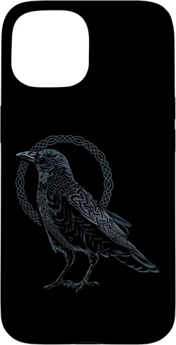 Vista 6 de Funda para iPhone 11 Pro Max Crow Raven Viking Valhalla Berserker nórdico nórdico de mitología nórdica