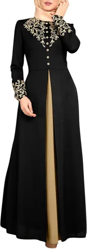 Vista 3 de Vestido musulmán para mujer, vestido de hijab dubai que esconden la grasa del vientre, vestido marroquí Dubai suelto, cubierta completa, maxi Abaya