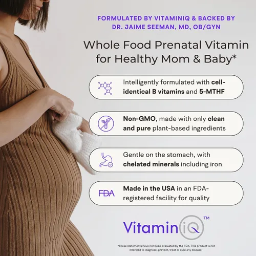 Vista 2 de Vitaminas prenatales de alimentos integrales (120 cápsulas), apoyo natural para la salud materna y fetal, multivitamínico prenatal para mujeres