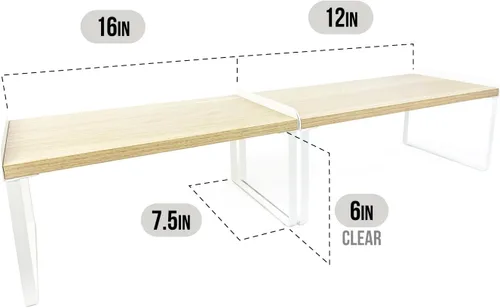 Vista 3 de Mitus Organizador y almacenamiento de estantes, estante apilable de madera escalonada para encimeras, escritorios, gabinetes (juego de 2) 12