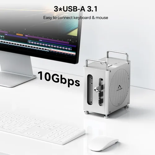 Vista 6 de ACASIS Base y soporte para Mac mini M4 de 40 Gbps con carcasa SSD NVMe de doble bahía, estación de acoplamiento 11 en 1 para Mac mini M4/M4 Pro